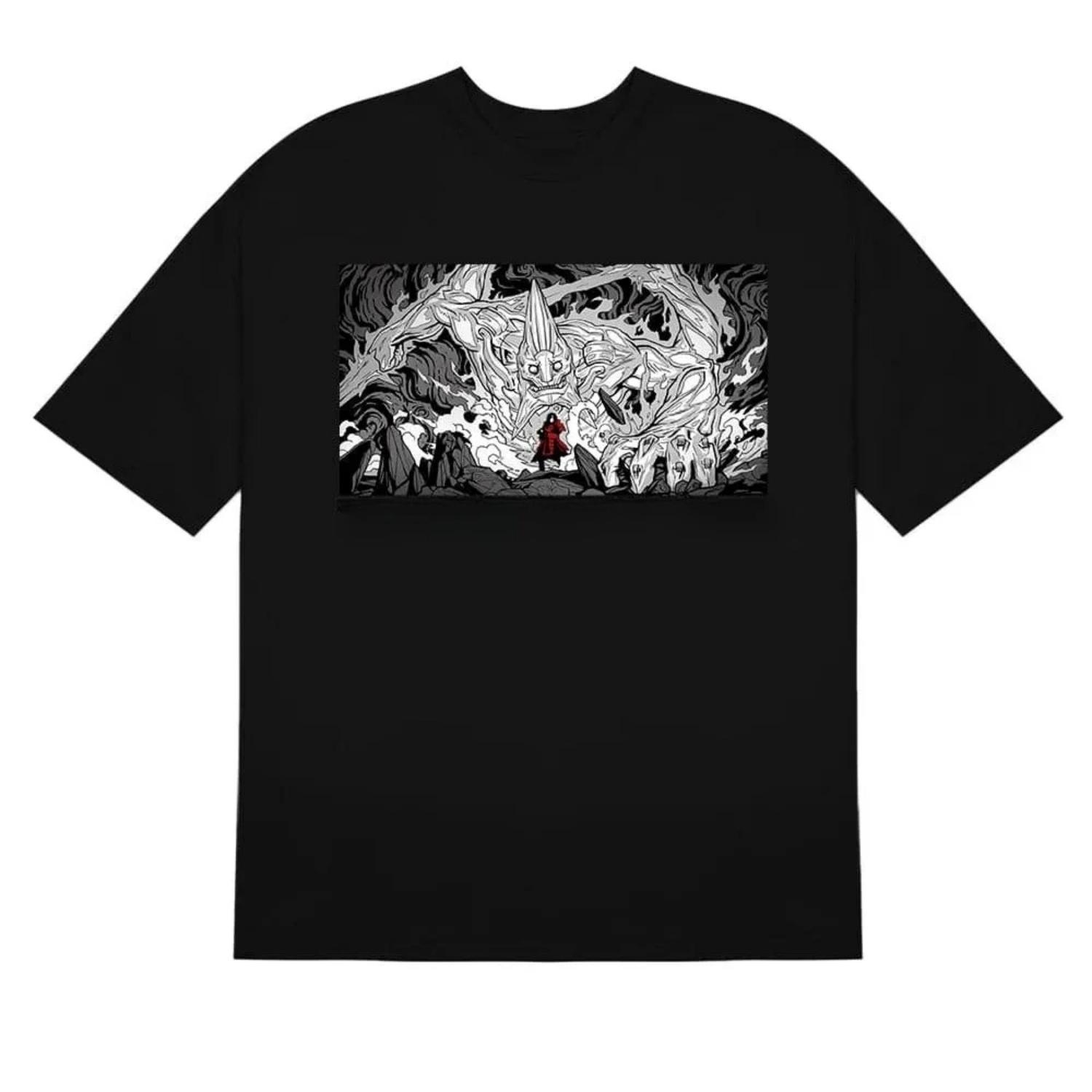 

2025 Uchiha Madara Summer T-Shirt Harajuku Vintage Short Sleeve Loose Oversized Casual Fitness Comfort Y2k Tops Tees S чёрный