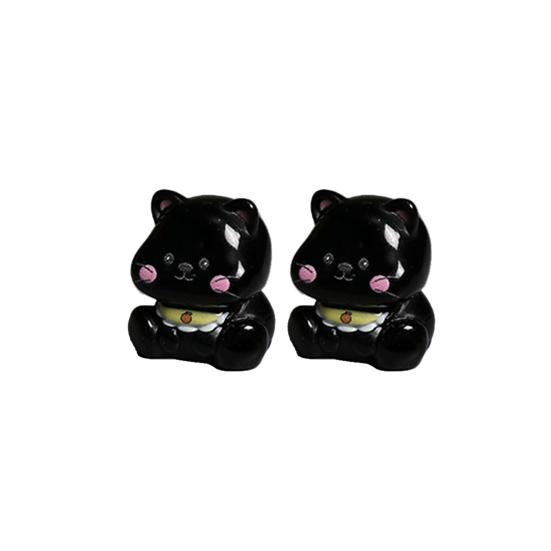 2 Pcs Mini Cat Figurines Miniature Kittens Micro Landscape Decoration Tiny Resin Animal F