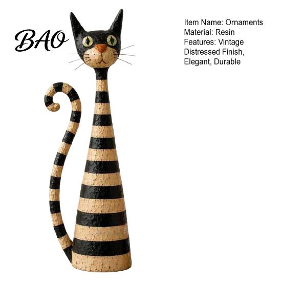 Thoughtful Gifts for Cat Owners Vintage & Lady Resin Sculpture, Artistic Striped Statues, Sculptures Elegant Polka Dot Ornament, Housewarming