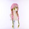Kanroji Mitsuri Demon Slayer Pink-Green Cosplay Wig with Cap & Big Braid