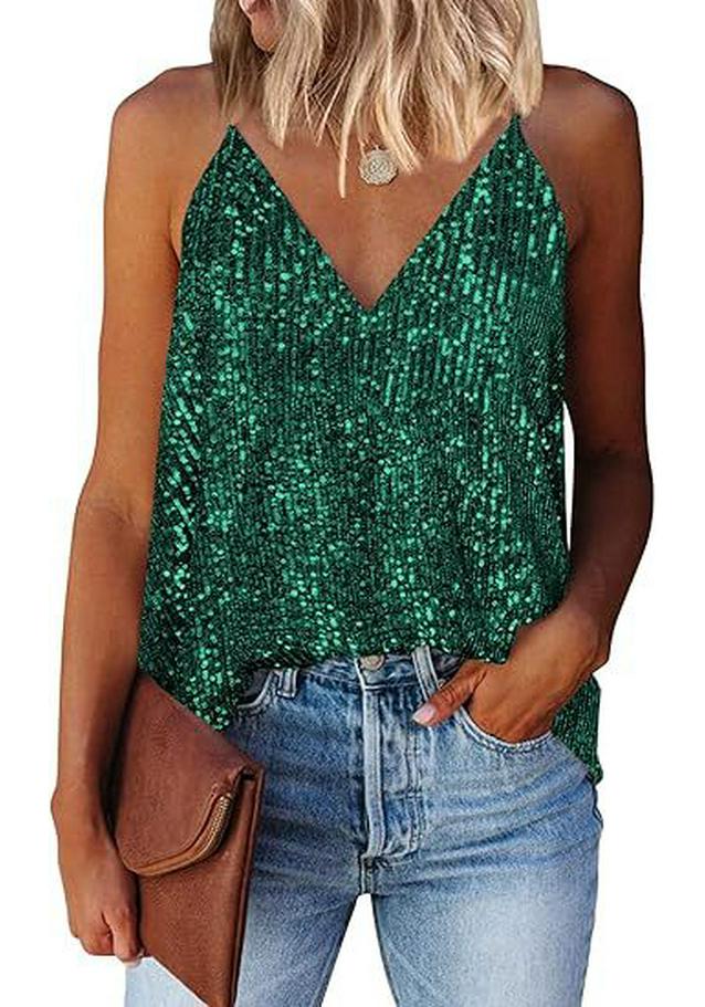 

2025 European Sequin Sleeveless Deep V Casual Camisole - Fashionable and Versatile Medium