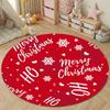 Round Carpet Merry Christmas Lettering Snowflake Red Holiday Party Room Decor