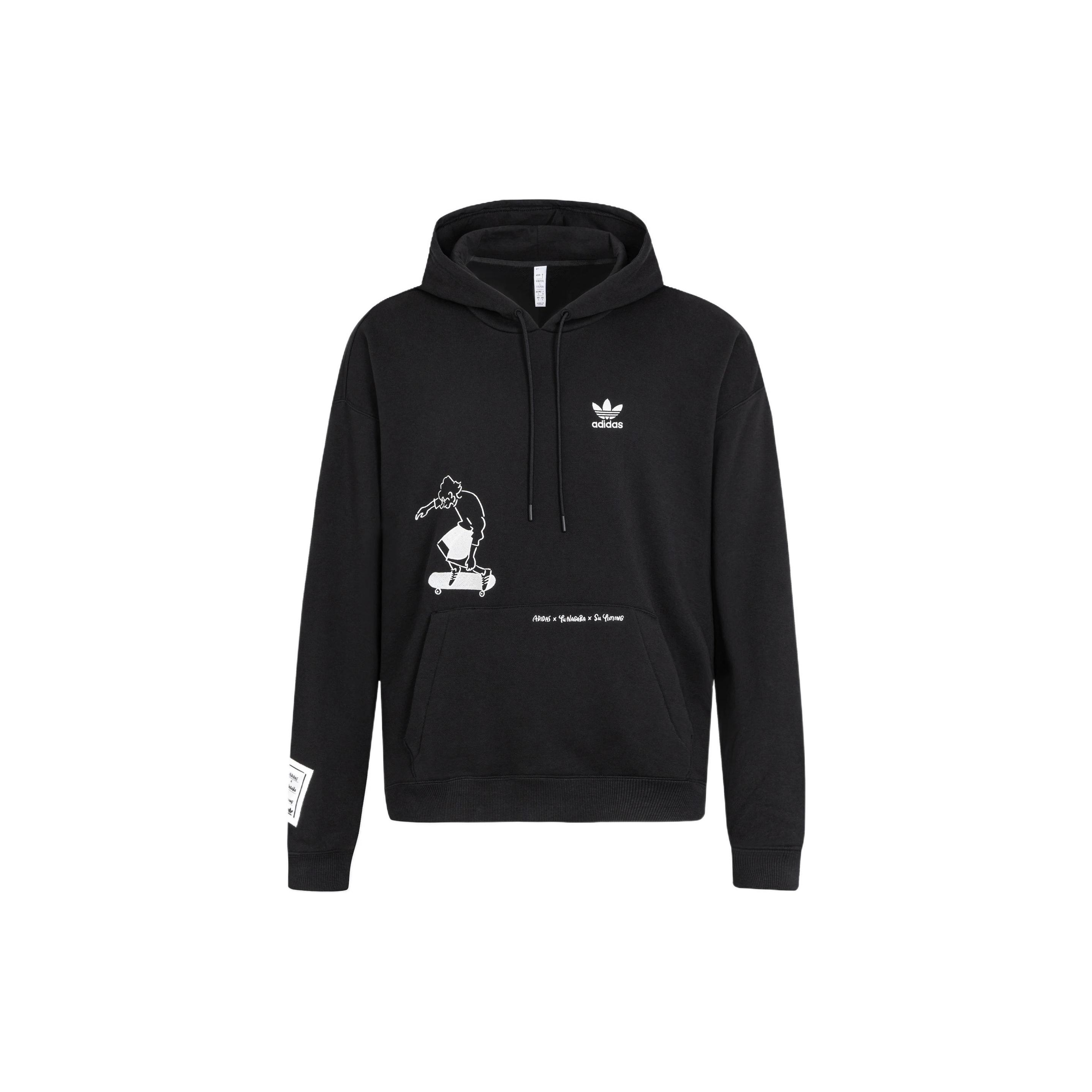 Мужская толстовка Adidas Originals Trefoil Nagaba с графическим принтом, черная IK4309 S