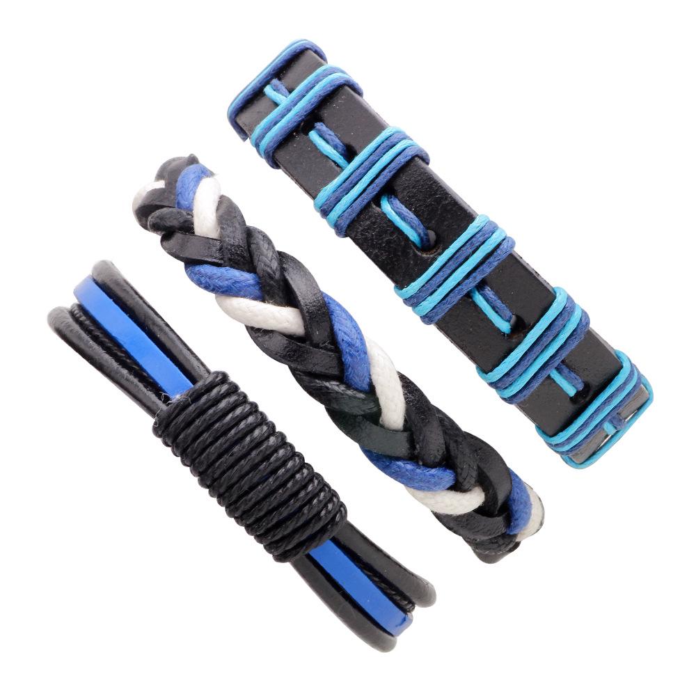 

Korean Style Handmade Men s Cowhide Woven Rope Jewelry Bracelet Set (3 Pieces)