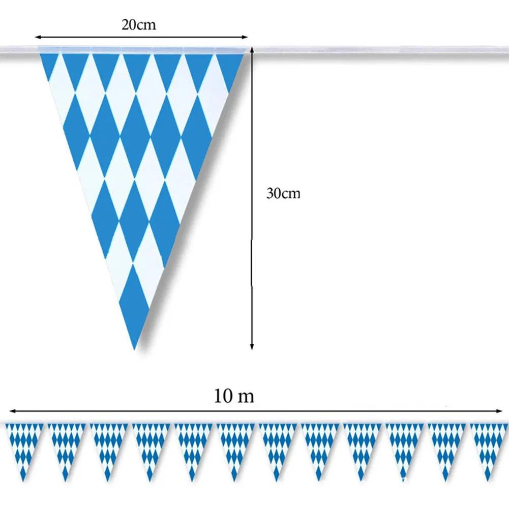 1pcs 10m Oktoberfest Bunting Bavarian Decoration Banner Oktoberfest Garland Pennant Waterproof PE Outdoor Decoration