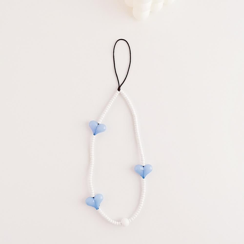 INS wind rice bead chain acrylic love anti-lost hand carry fashion chain short mobile phone chain