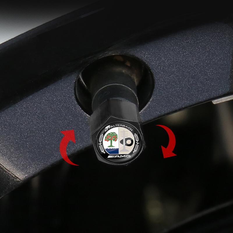 1Sada Kovové LOGO AMG Kroužky na klíče od auta Příslušenství Víčko ventilku pneumatiky Pro Mercedes Benz W177 W212 W213 W205 V177 W247 W176 GLA GLC X253 GLK Třída GLA