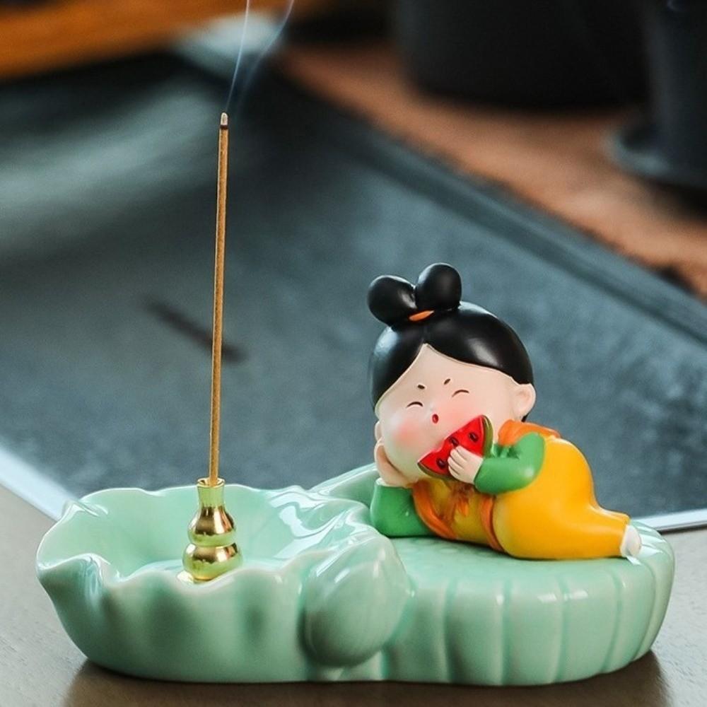 Traditional Cartoon Girl Incense Burner Creative Cute Sticks Incense Tray  Housewarming Gift