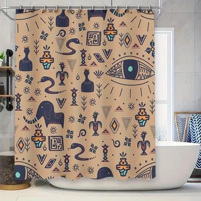 Trendy Bohemian Bathroom Decor Shower Curtain with Eye Design for Home Decoration Black/Beige Colorway (72x84 Inches)