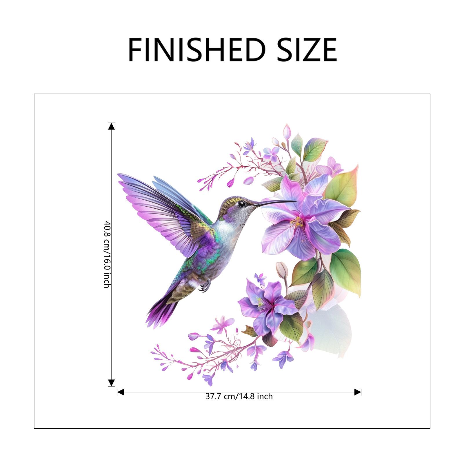 

Творчий акварель фіолетовий квітковий вінок колібрі стіни наклейка для вітальні спальні шафи домашнього декору 40x39cm різнокольоровий