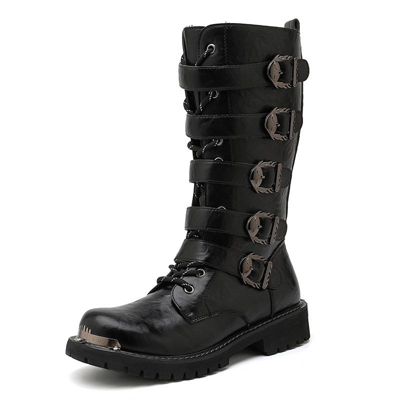Men's Large High-Top Martin Boots - Trendy, Versatile Leather British Style with Side Zip