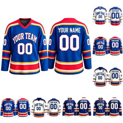 Anpassbares Hockeytrikot Personalisierter Teamname Nummer Langarm V-Ausschnitt Sportbekleidung für Erwachsene und Jugendliche Geeignet für Spiel und Training