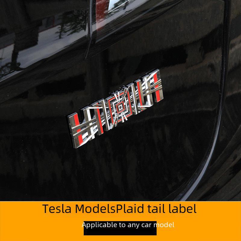 Tesla Model 3/Y/S/X Metal Letter Tail Plaid Label Accessory
