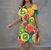 Fashion 3D Print Summer Dress Loose Casual Short Sleeve O-Neck Mini Dress
