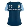 Women's V-Neck Short Sleeve Work Top with Pockets and Side Slits, Soccer Flag Print