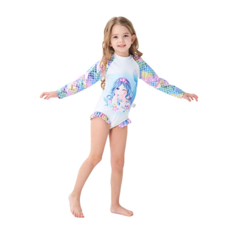 Girl's Long-Sleeve Mermaid Princess One-Piece Swimsuit