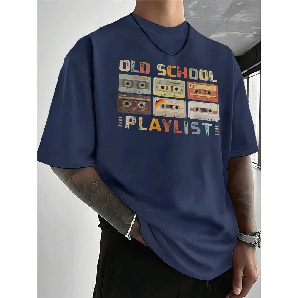 Cassette Music Vintage Old School Playlist Men and Women Cotton T-shirts for Everyday Comfortable