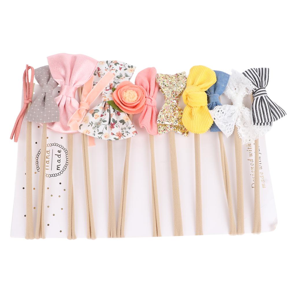 12pcs Baby Bows Hair Ties Elastic Multi Color Cute Ponytail Hairband for Toddlers Girls