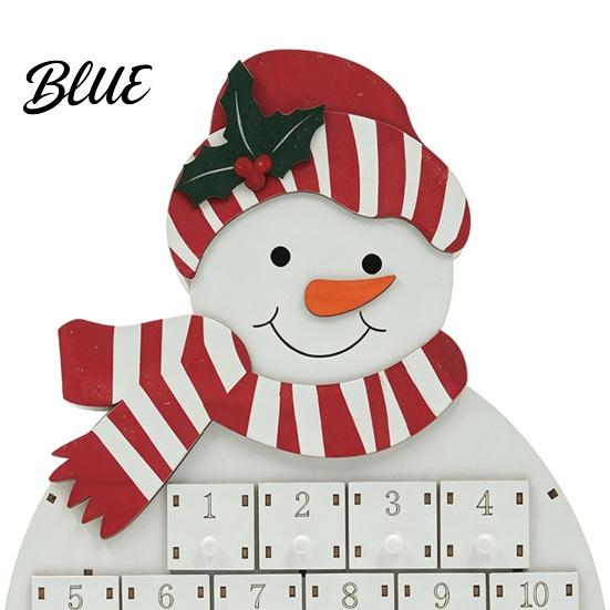Festive Seasonal Decor with Christmas Calendar 24-Day Snowman Advent Wooden Santa Countdown Box Calendar Numbered
