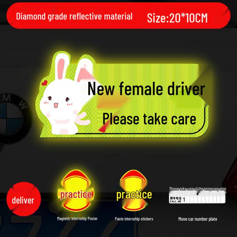 Magnetic Reflective Car Stickers for New Female Drivers