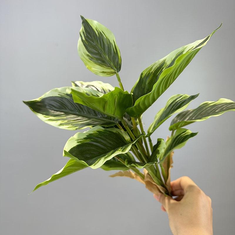 Creative 14 Leaves Artificial Plant Evergreen Photo Props Scene Making Greenery Leaves Green Plant Wall Home Decoration