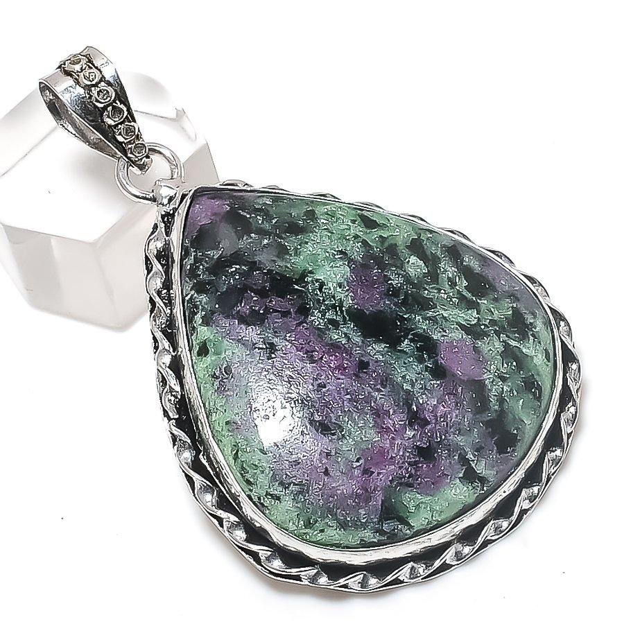 

Натуральный рубин цоизит драгоценный камень 925 стерлинговое серебро ювелирная подвеска 2.25 m7a70