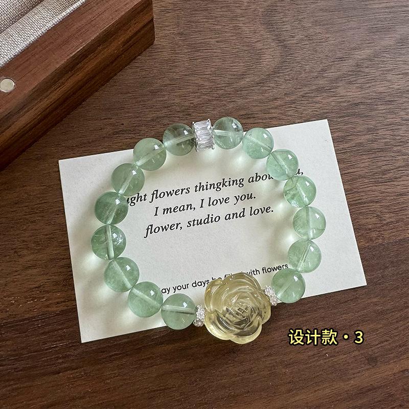 Original design lemon citrine and green fluorite bracelet for women, suitable for summer, natural gift for girls