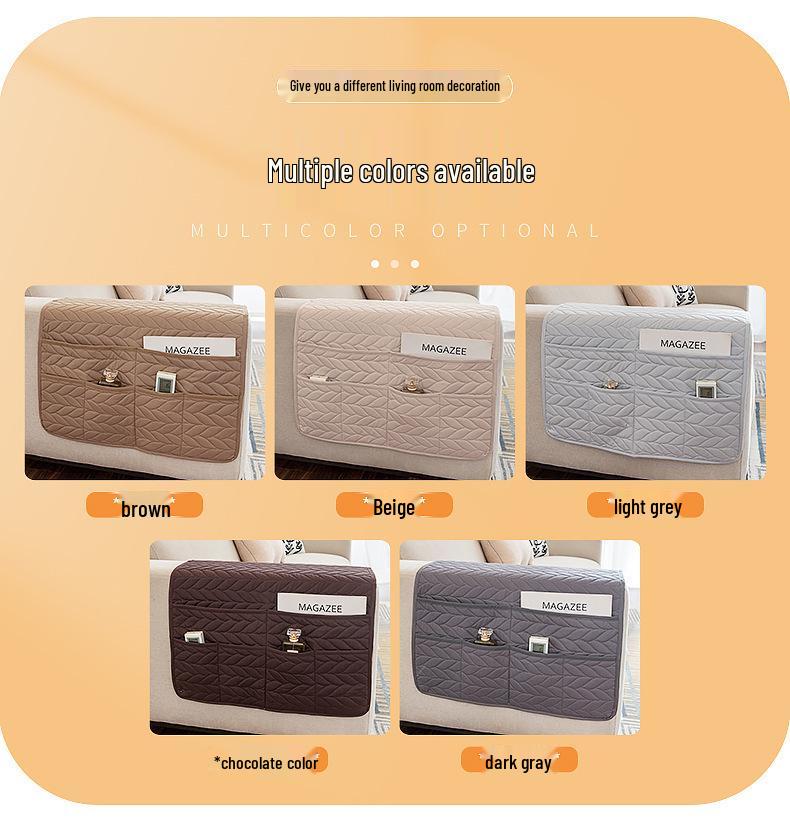 Multifunctional Sofa Armrest Organizer with Storage Pockets for Magazines and Remotes