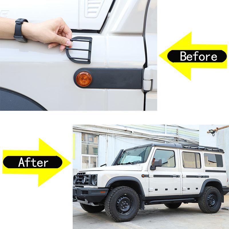 For INEOS Grenadier 2020-2025 Carbon Steel Car Side Turn Signal Light Protective Mesh Cover Car Exterior Accessories