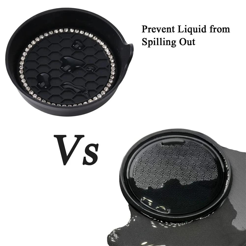 New Non-slip Water Cup Pad Car Coaster Diamond Rhinestone Bling Decoration Anti-skid Rubber Cup Bottle Mat Accessories