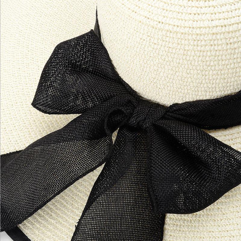 Sun hat women's summer tide versatile sunscreen outdoor outing big edge sun hat foldable seaside beach butterfly straw hat