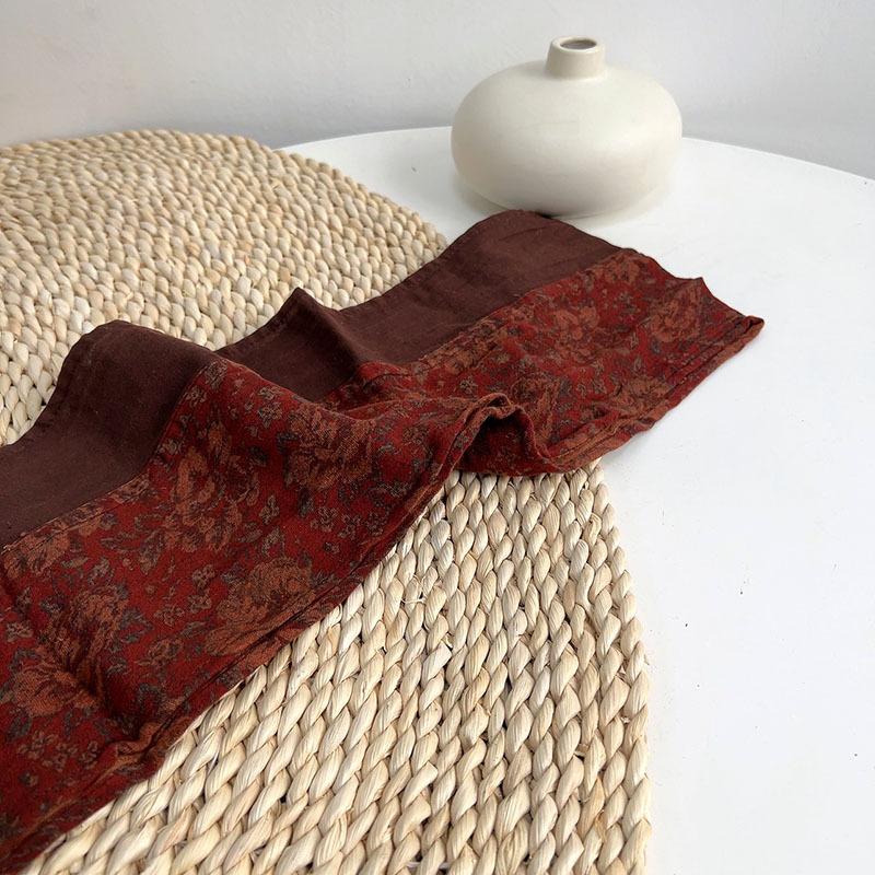 Vintage Flower Printed Narrow Scarf Neck protect Elegant Long Cotton Scarf 18x220cm