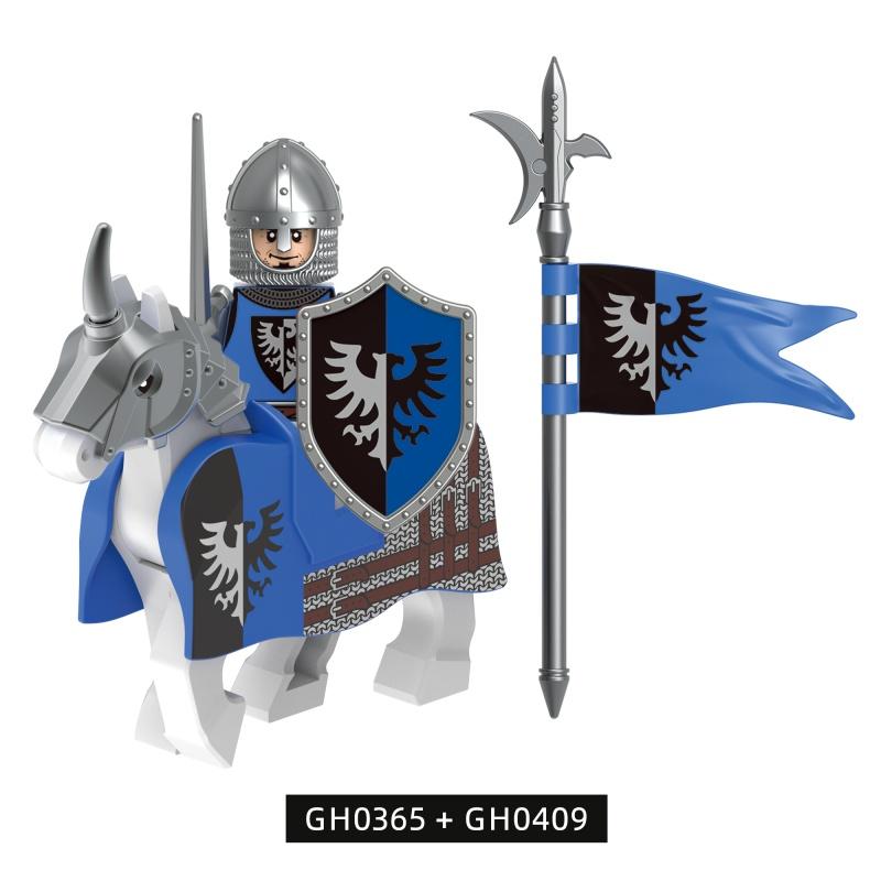 Medieval Knight Horse Set - Dragon Warrior Horse Sword, Shield Flag Building Blocks Toys