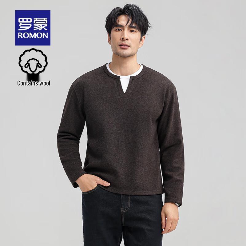

Romon Men s Faux Two-Piece Wool Blend Pullover Sweater XL (175)