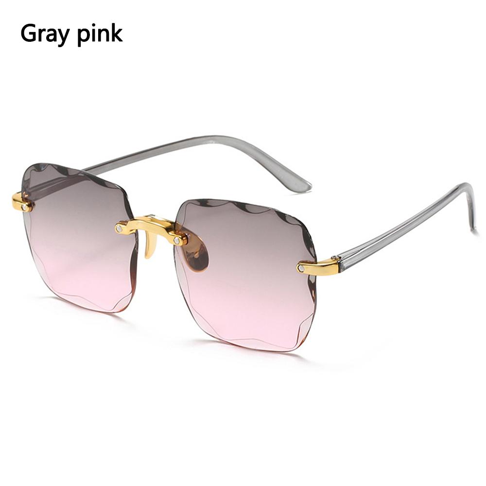 Square Rimless Sunglasses Women Tinted Frameless Eyewear Vintage Transparent Gradient Sun Glasses Uv400 Protection Summer Shades