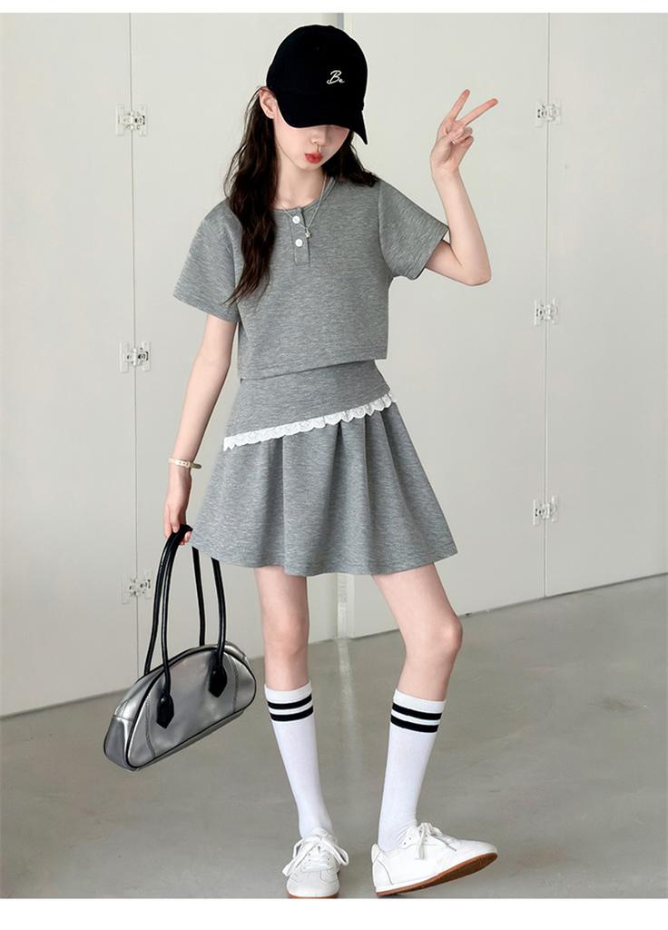 Girls' Summer Casual Short-Sleeved Two-Piece Set