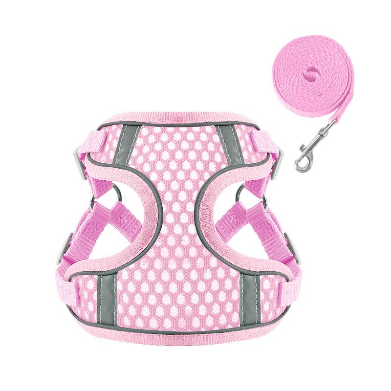 Coleira tipo colete respirável com peitoral para gato de estimação, cachorro, corda para gato para sair, corrente para gato anti-quebra livre