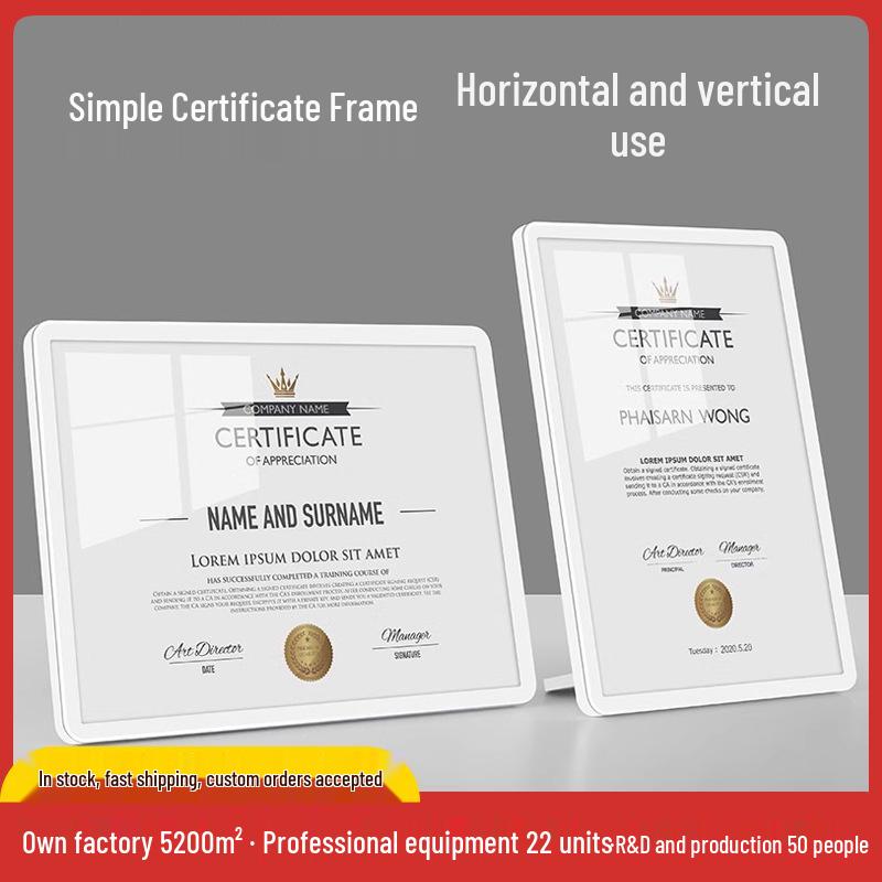 Acrylic A4 Certificate Frame for Awards, Training, or Graduation Photos Horizontal and vertical universal