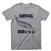 Narwhal Unicorn Of Sea T Shirt Deep Blue Ocean Waves Nautical Marine Mammals Tee