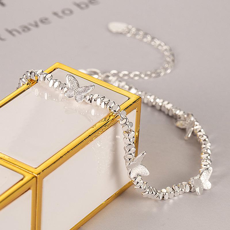 BF Club Silver Color Hiphop Thick Butterfly Shape Bracelet for Women Men Vintage Handmade Hasp Bracelet Birthday Gift