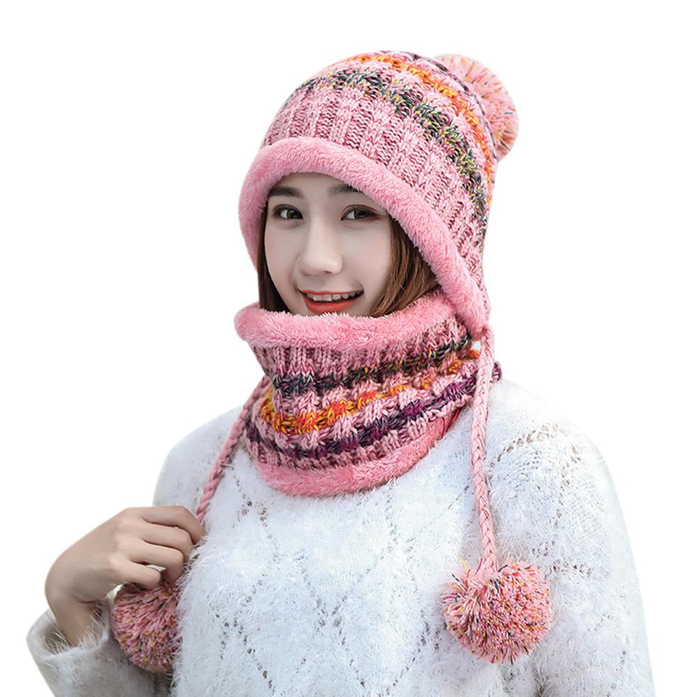 2 Stück/Set Winter Damen Strickmütze Schal Mode Wolle Verdickung Mützenkragen Set