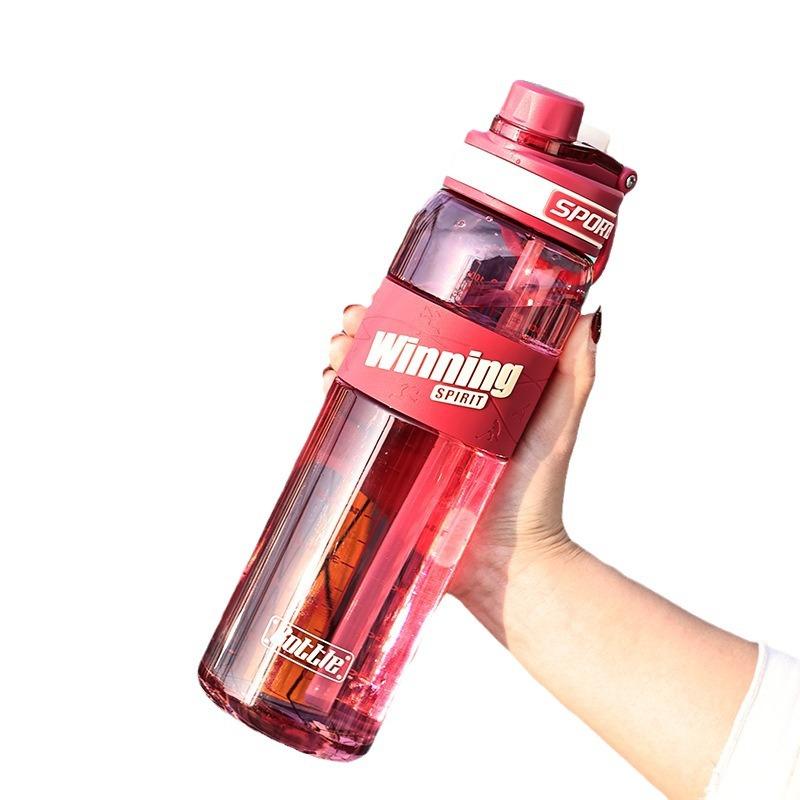 

Мужская и женская пластиковая чашка для воды очень большой емкости, космическая чашка, портативная студенческая спортивная чашка для воды, которую можно пить, прямо соломенный напиток 1000ml красный