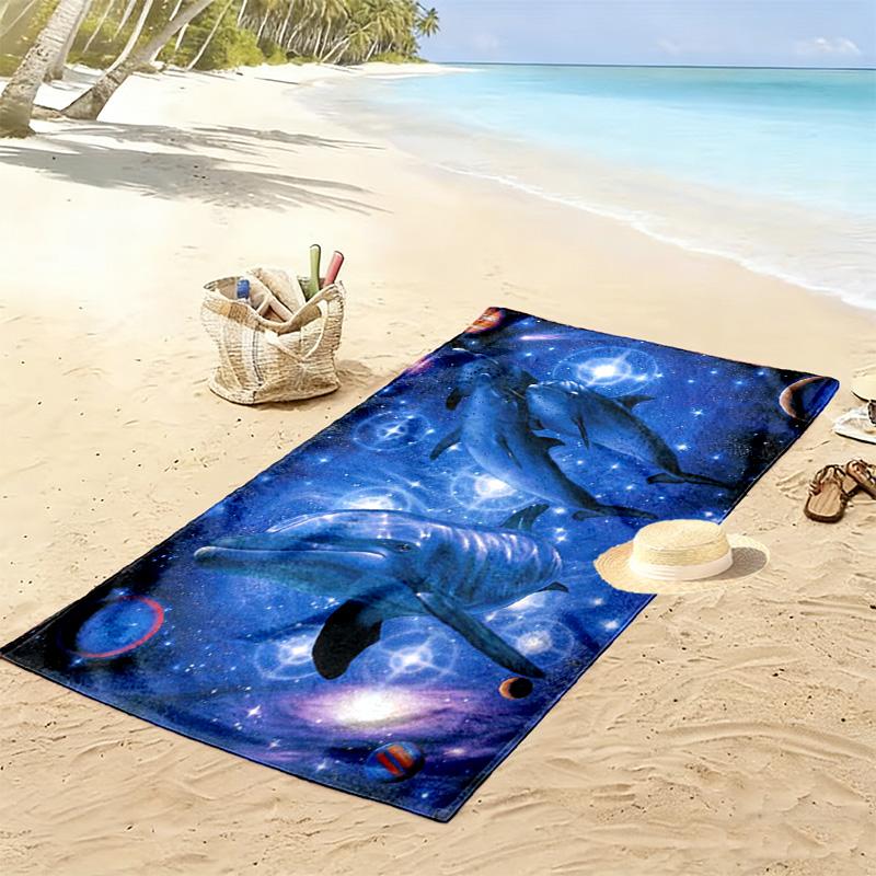 Dolphins Print Beach Towel, Large Soft Quick Dry Towel for Beach Camping Swimming