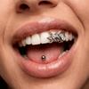 Grillz Fleur Double Creuse Finition Brillante Argentée Forme Irrégulière Grillz Dentaires Dents Grillz Hip Hop