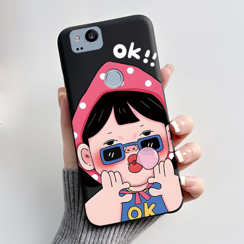 Cute Case For Google Pixel 2 / Pixel 2XL Printing Shell Pixel 1 XL Pixel1 Protective Cover Soft Silicone Cartoon Black Casing