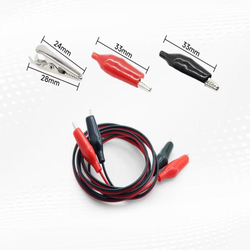 2Pcs 1M Alligator Clip Test Leads 2 Wires 4 Clips Jumper Wires Red Black Crocodile Clip For Battery Electronics Diy Circuit
