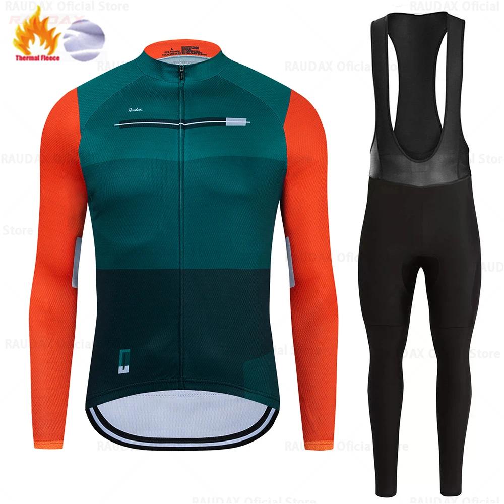 2025 Raudax Twelve Colors Winter Thermal Fleece Bicycle Clothing Cycling Jersey Set Bike MTB Riding Clothing Bib Pants Warm Sets