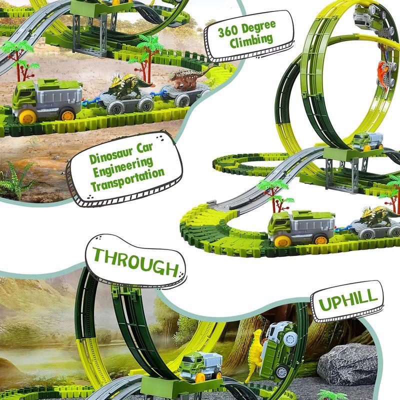 Dinosaur Track Roller Coaster Climbing Train Dinosaur World Anti Gravity Orbit Playset Assembling Kids Creative Playground Gifts