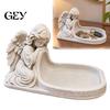 Exquisite Home Gift for Women Angel Figurine Key Tray, Faux Stone Catchall Decorative Modern Artistic Storage Tray Desktop Dish Entryway Table