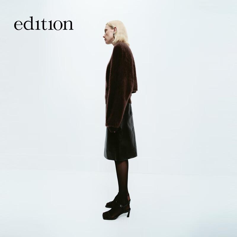 Edition Women s Retro Chic PU Leather Straight Midi Skirt S 160